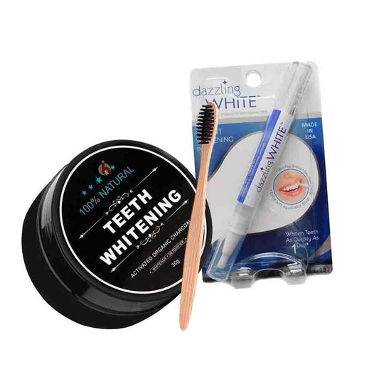 Kit Blanqueamiento Dental Carbon Activo 30gr + Lápiz Dazzling White y cepillo